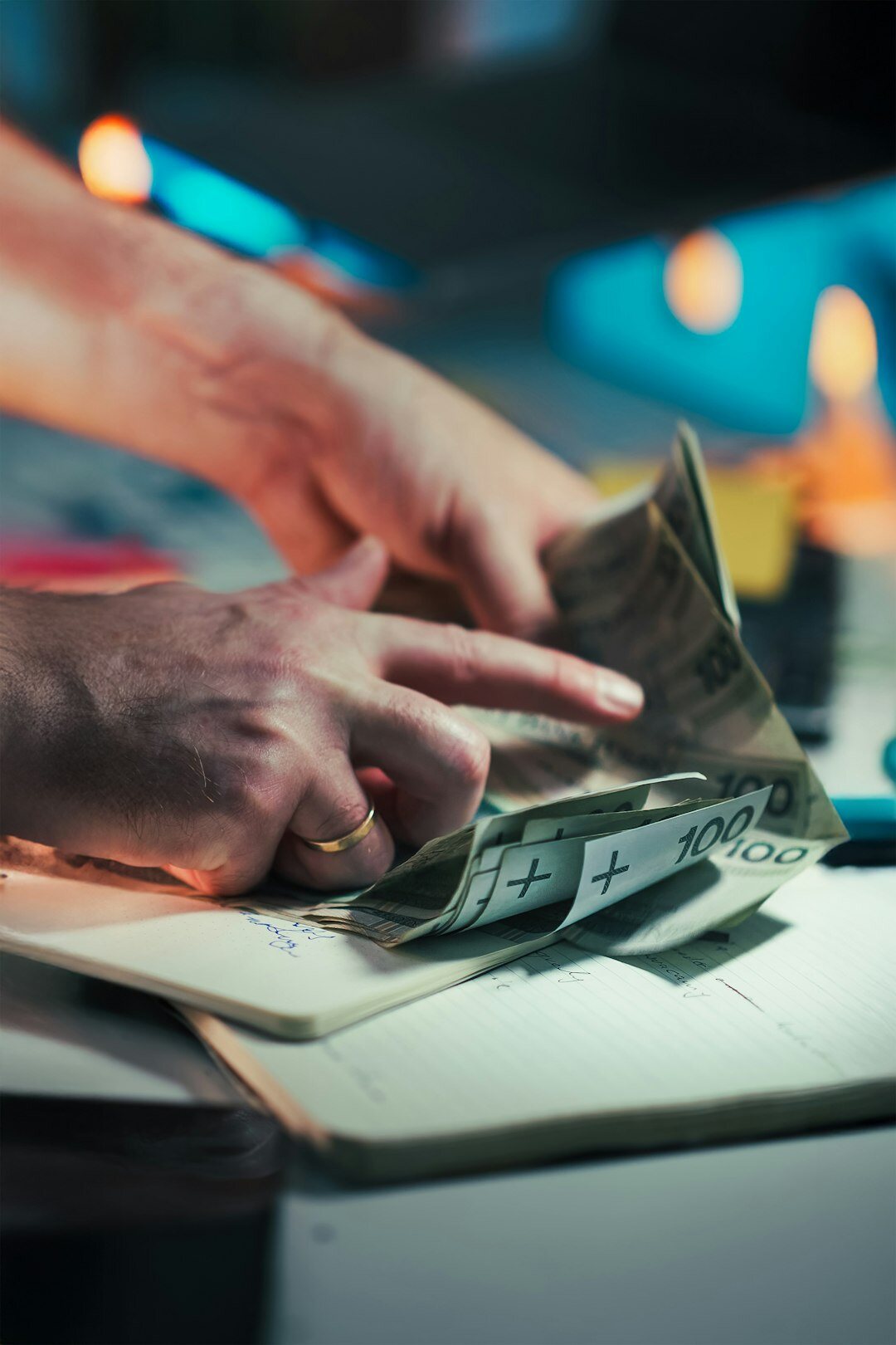 person calculating expenses